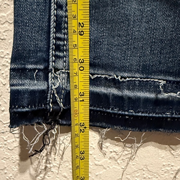 Charme Indigo Boot Cut Jeans Two Tone Raw Hem Distressed Embroidered Pockets 28 - Picture 10 of 12